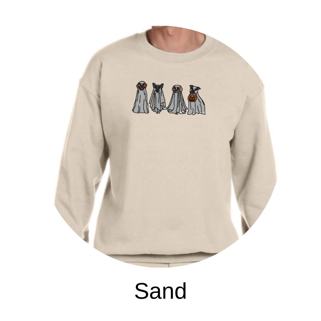 Trick or treats Halloween pups embroidered sweatshirt