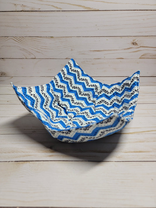 Blue chevron bowl cozy