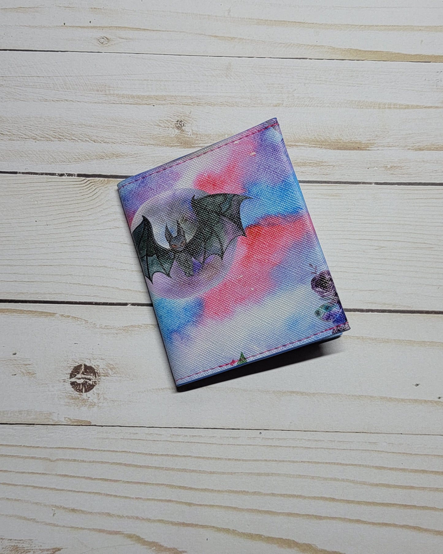 Pastel Bat Cat Bifold Mini Wallet
