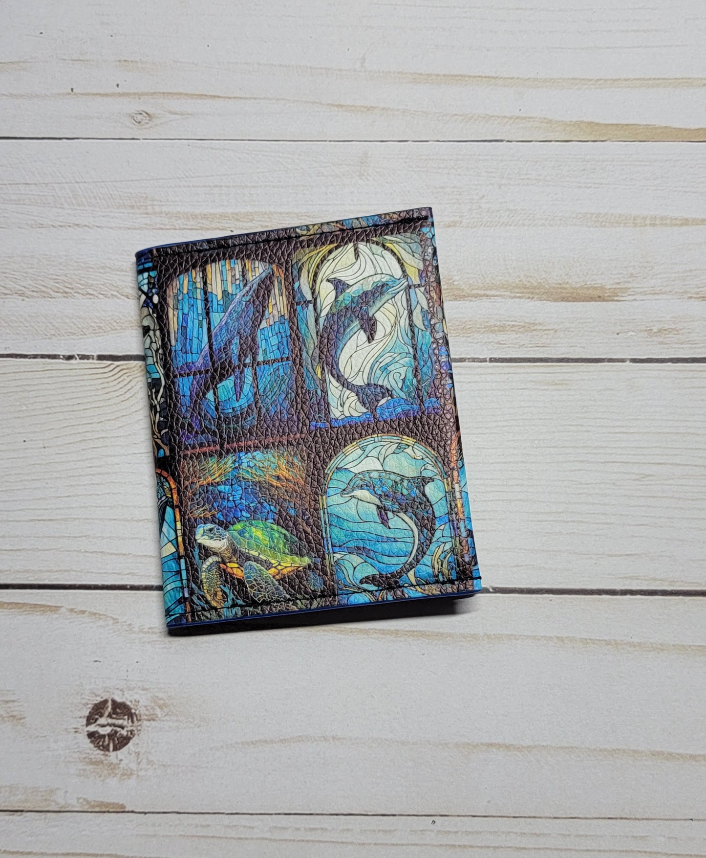 Stained Glass Sea Life Bifold Mini Wallet