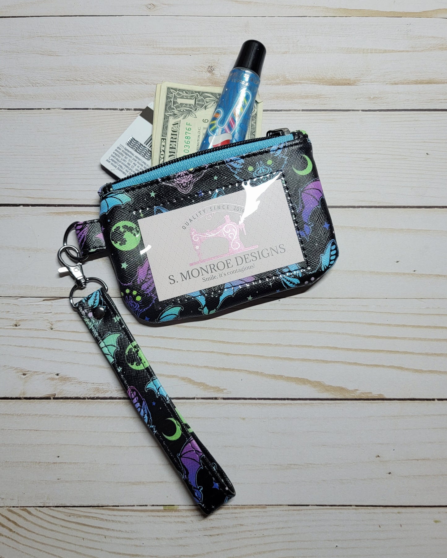Neon Bats ID Wristlet