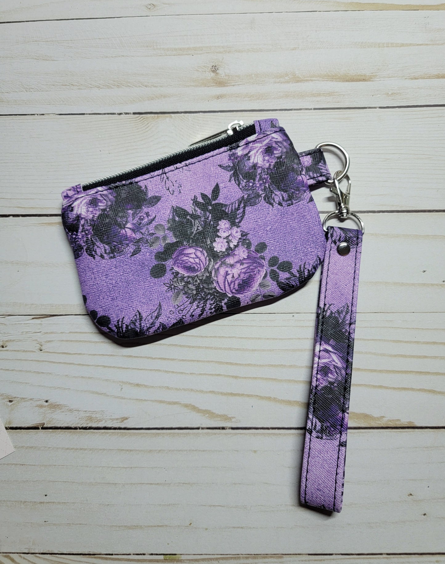 Purple Floral ID Wristlet