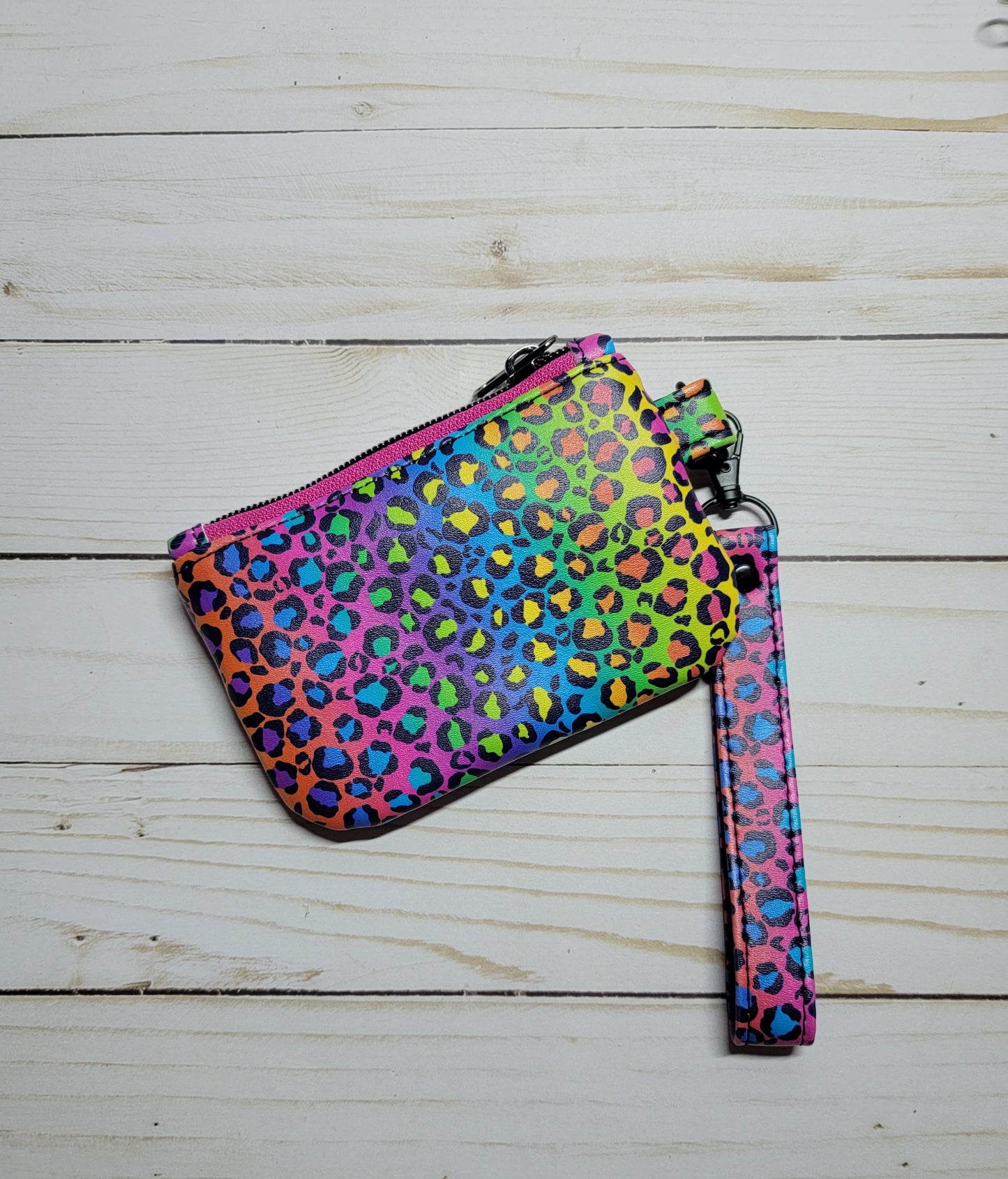 Rainbow Cheetah ID Wristlet