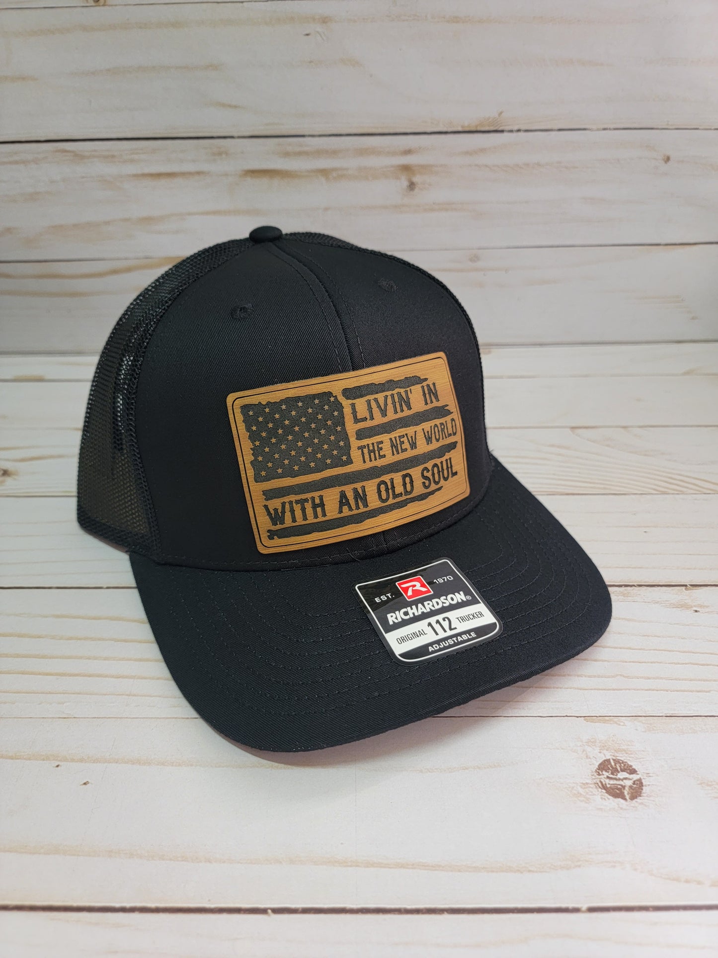 New living, old world flag// Trucker style snapback hat