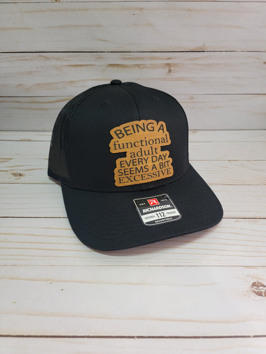 Functional adult// Trucker style snapback hat