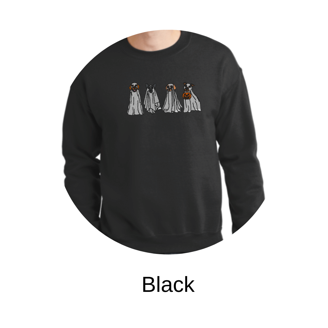 Trick or treats Halloween pups embroidered sweatshirt