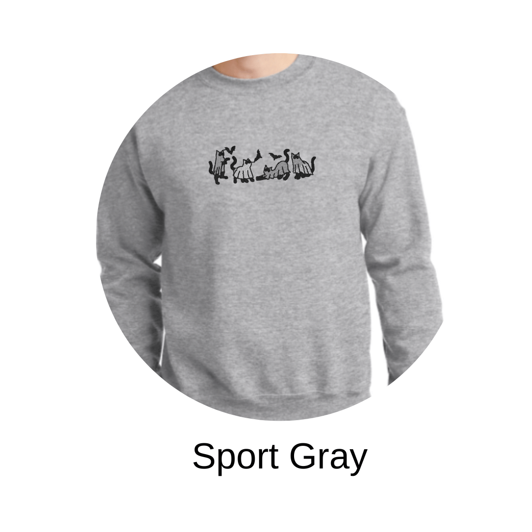 Spooky cats friends embroidered sweatshirt