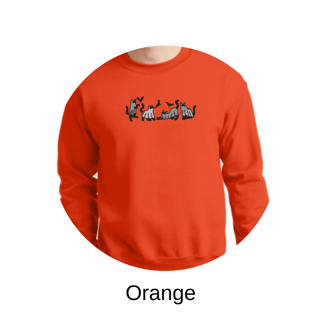 Spooky cats friends embroidered sweatshirt