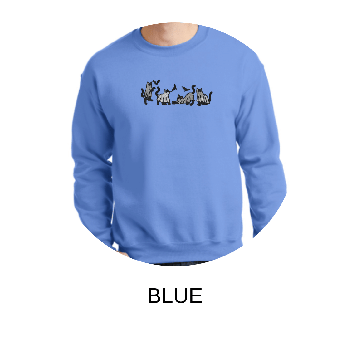 Spooky cats friends embroidered sweatshirt