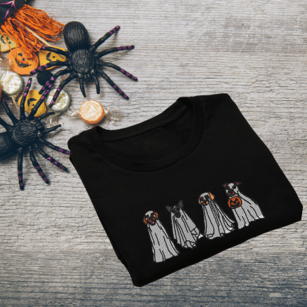 Trick or treats Halloween pups embroidered sweatshirt