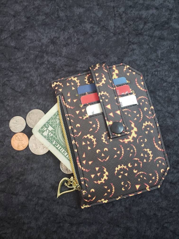 Jack O lantern// pocket pal/ minimalist wallet/card holder/ coin pouch