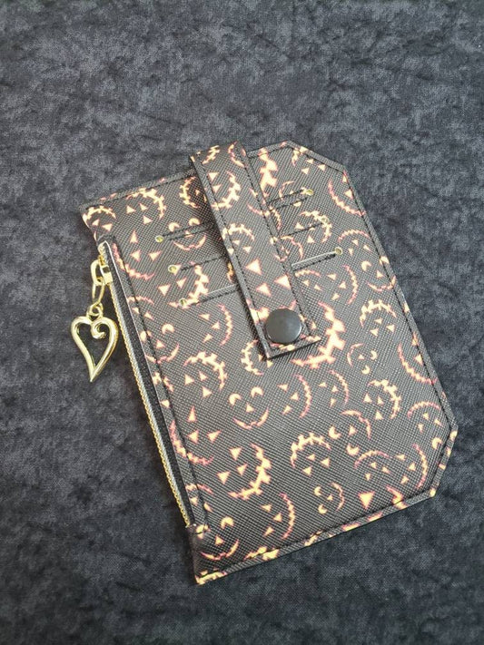 Jack O lantern// pocket pal/ minimalist wallet/card holder/ coin pouch