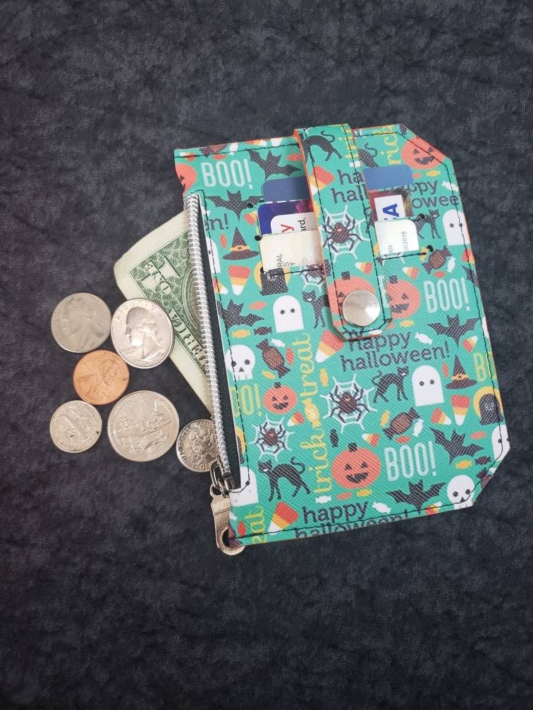 Halloween// pocket pal/ minimalist wallet/card holder/ coin pouch