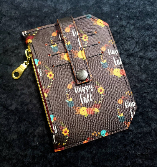 Happy Fall// pocket pal/ minimalist wallet/ card holder/ coin pouch