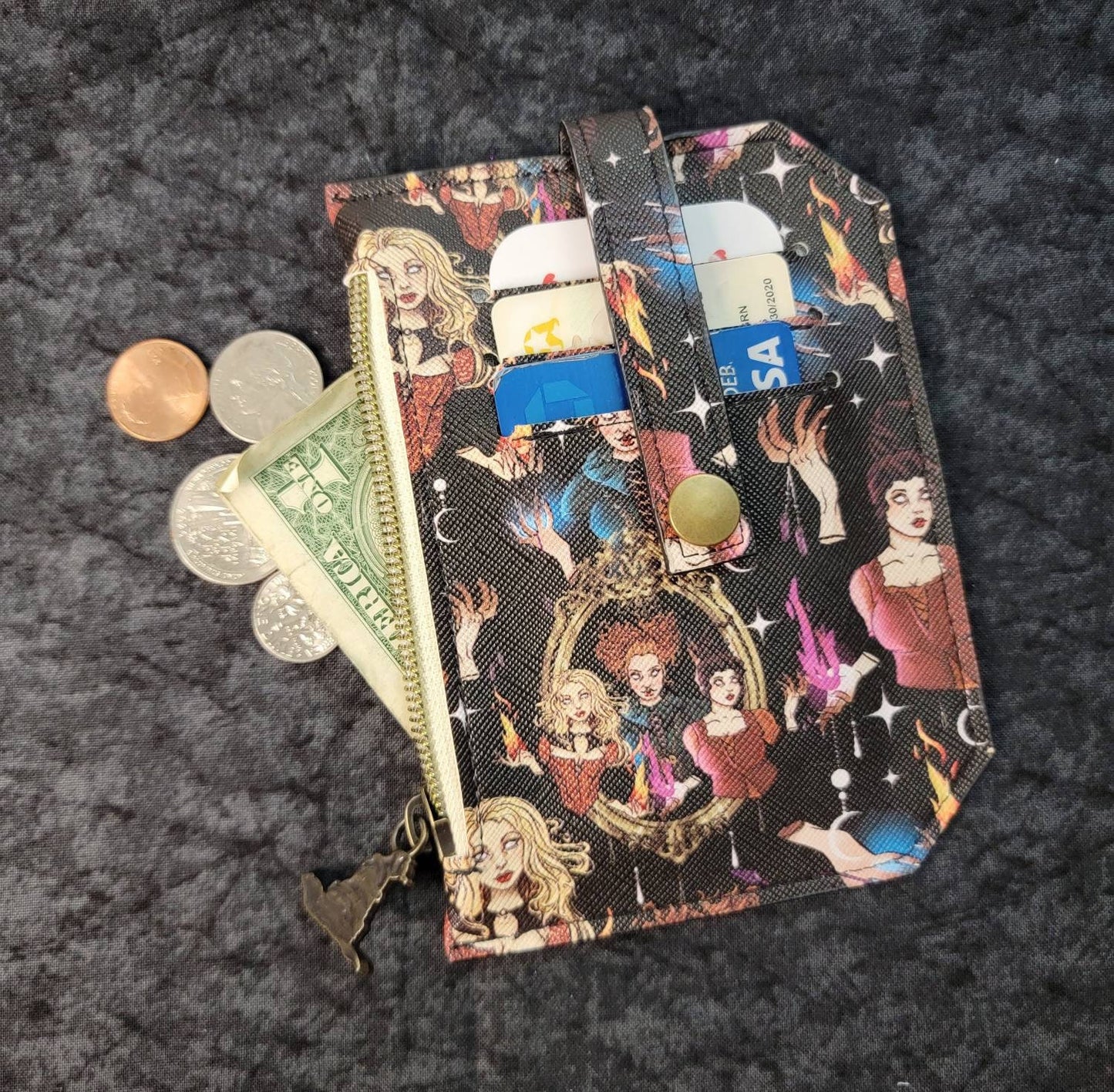 Sister witches// pocket pal/ minimalist wallet/ card holder/ coin pouch