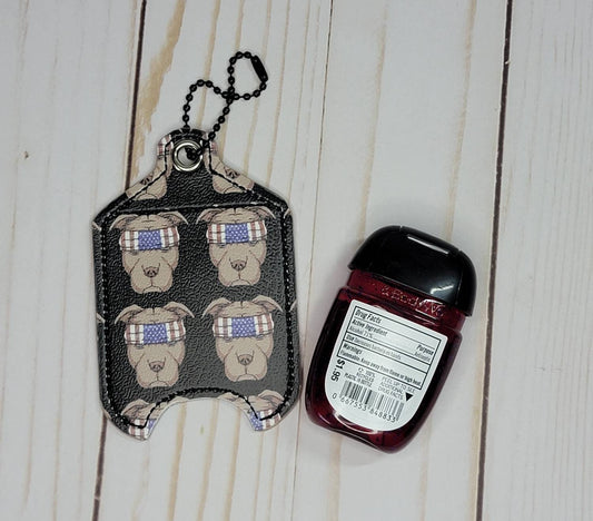 Patriotic Pitbull// Hand sanitizer holder// keychain