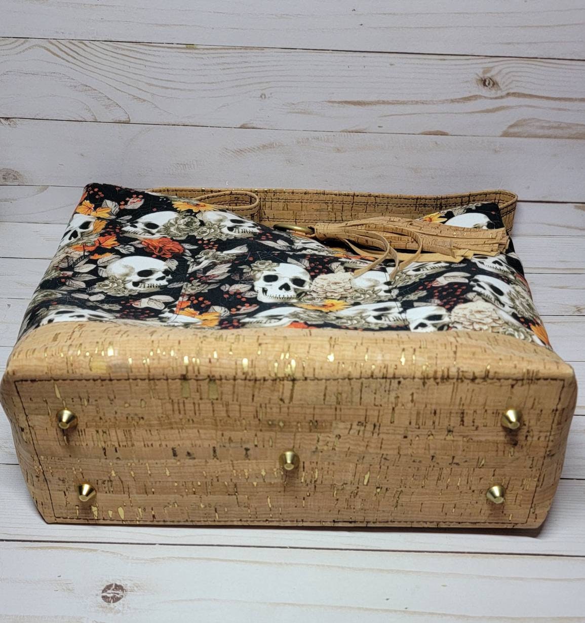 Floral autumn and skull shoulder bag/ stephie shoulder bag
