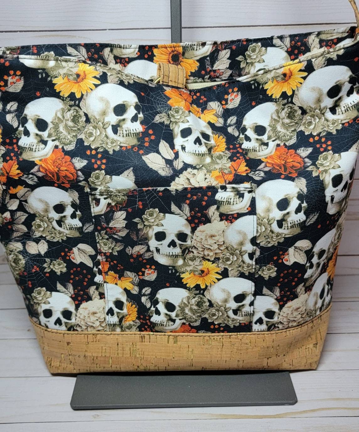 Floral autumn and skull shoulder bag/ stephie shoulder bag