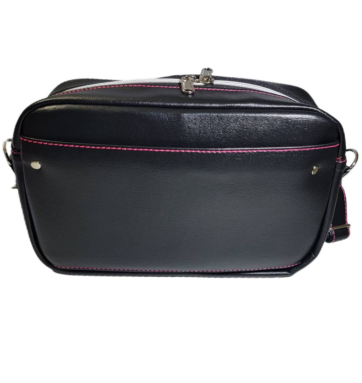 Neon pink and black/ floral/ diamond quilt/ boxy bag/ card holder/ silver hardware