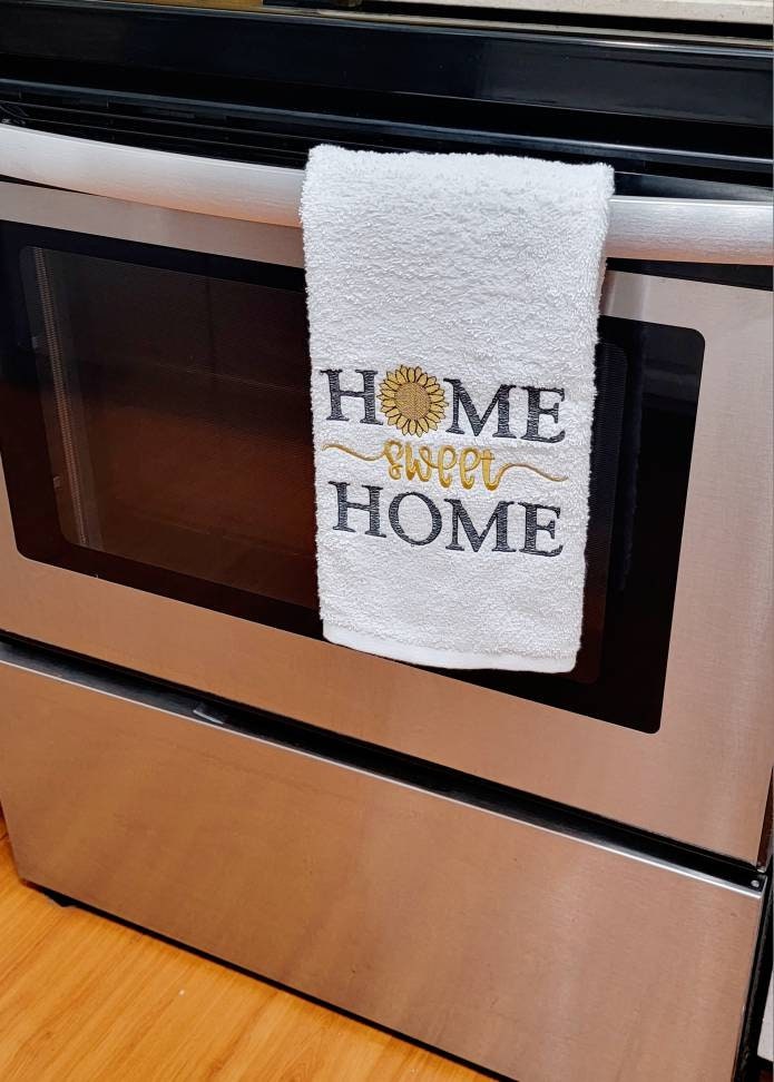Home sweet home/ sunflower/ hand towel/ kitchen decor/embroidered