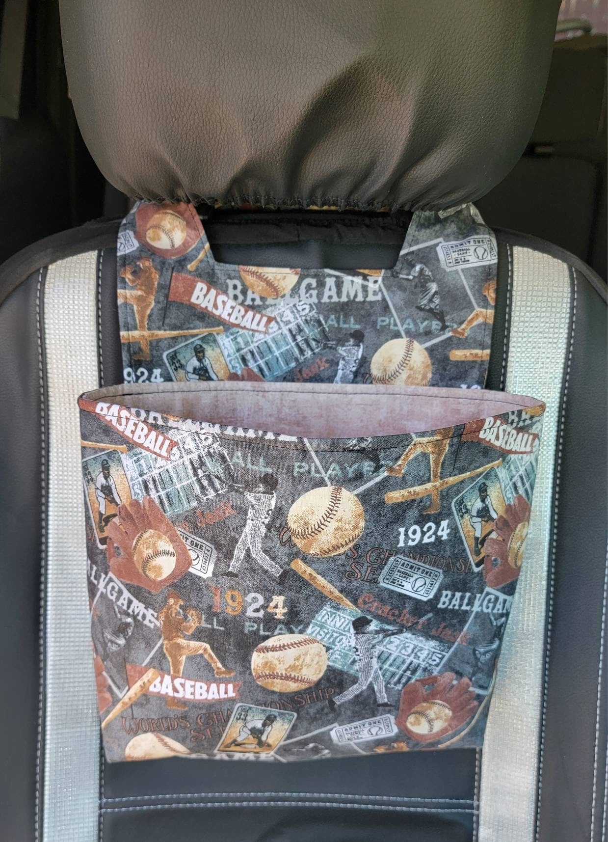 Baseball/ vintage look/ headrest car trashbag/ car organizer and storage