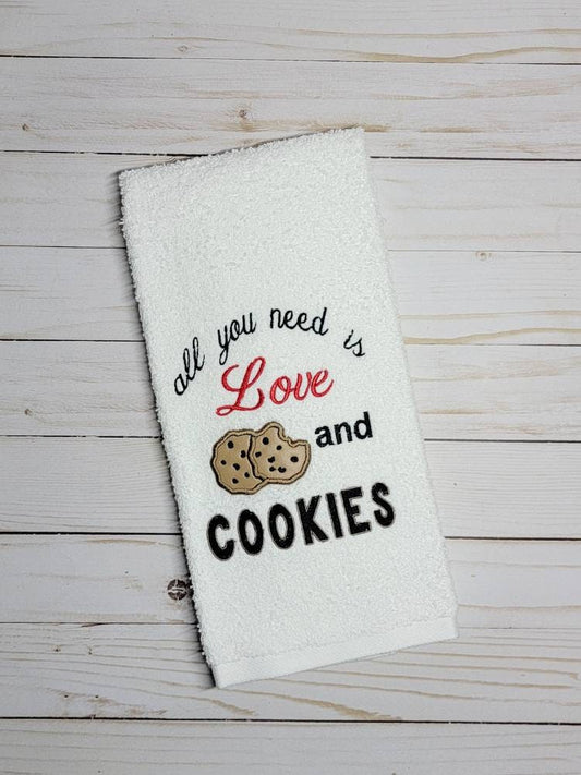 Love and cookies/ hand towel/ kitchen decor/embroider gifts/ baker