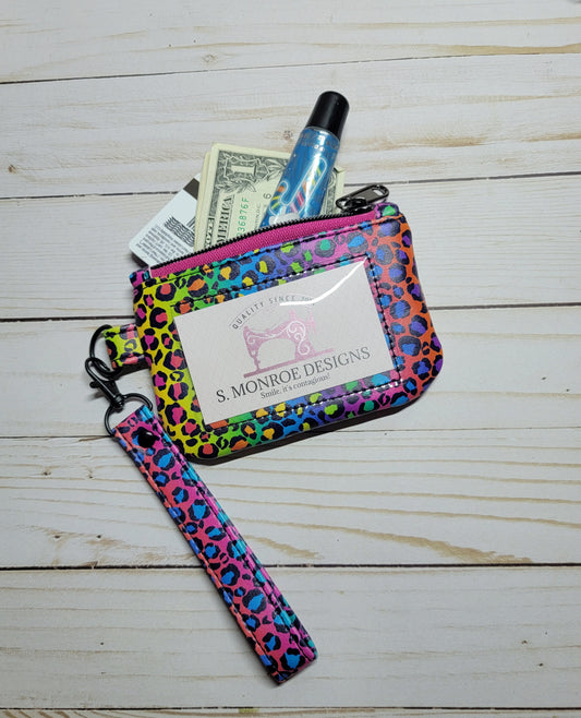 Rainbow Cheetah ID Wristlet