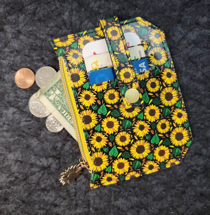 Sunflower// pocket pal/ minimalist wallet/ card holder/ coin pouch