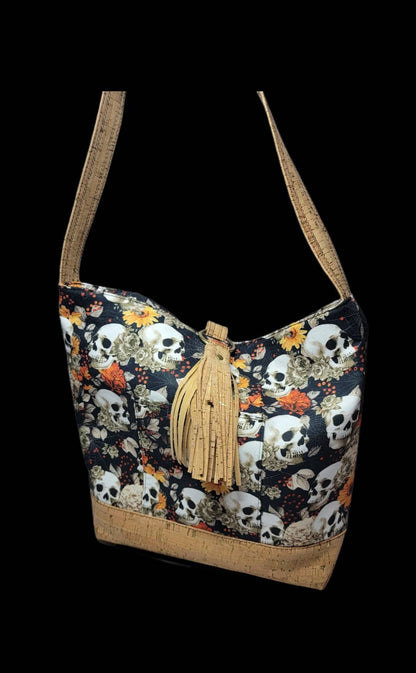 Floral autumn and skull shoulder bag/ stephie shoulder bag