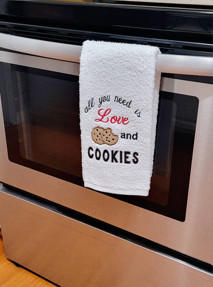 Love and cookies/ hand towel/ kitchen decor/embroider gifts/ baker